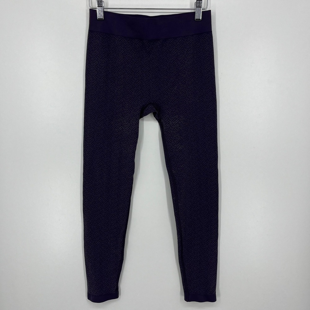 Title Nine Womens Purple Geometric Herringbone Seamless Activewear Leggings L